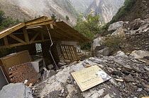 Destroyed buildings after the May 12, 2008 earthquake and landslides, CCRCGP, Wolong, China