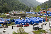 Temporary shelters after the May 12, 2008 earthquake and landslides, CCRCGP, Wolong, China