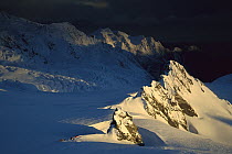 Tent camp at dawn on the Franz Josef Glacier in winter Westland National Park, New Zealand