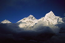 Mt Everest (8,850 meters) and Mt Nuptse (7,861 meters) seen from Kala Pattar, Khumbu, Himalaya, Nepal