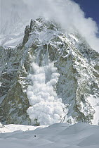 Powder snow avalanche falling from Gasherbrum, Baltoro Glacier, Karakoram Mountains, Pakistan