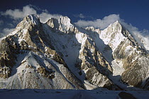 Lower Gasherbrum peaks showing glacial cirques (Bowl shaped basin) and valley glaciers, Baltoro Glacier, Karakoram Mountains, Pakistan