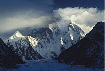 Storm engulfing K2 an 8,611 meter tall peak above Godwin Austen Glacier, Karakoram Mountains, Pakistan