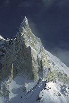 Iced-up rock spires after storm on Baltoro Glacier, Karakoram Mountains, Pakistan