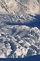 Seracs on Franz Josef Glacier seen from centennial hut, Westland National Park, New Zealand