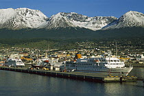 Antarctic cruise ships in Ushuaia Harbor, summer, Tierra del Fuego, Argentina
