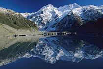 Mt Sefton reflected in Mueller Glacier Lake, Mt Cook National Park, New Zealand