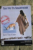 Shahtoosh poster discouraging killing Chiru for their highly prized wool, World Wildlife Federation, Ladakh, northwest India
