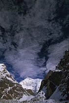 Wind cloud over Kangchenjunga, Talung face from Dzong Ri, 8585 meters, most easterly of the world's fourteen 8000 metre peaks, Sikkim Himalaya, India