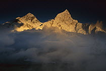 Mount Everest and Nuptse at sunset from Kala Pattar, Khumbu, Nepal
