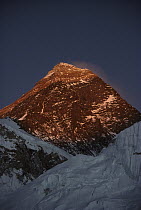 Southwest face of Mount Everest at sunset, Nepal