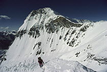 Geof Bartram at 7000m, Changtse and North Col behind, Mount Everest, Tibet
