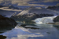 Darwin Range, glacier and lake, Tierra del Fuego, Chile