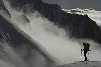 Skier on Hochstetter Dome, Tasman Glacier, New Zealand