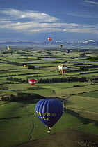 Hot air balloons over Canterbury, New Zealand