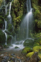 Waterfall cascading over mossy rocks, Tongariro National Park, New Zealand