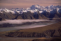 Mount Cook, Godley and McCauley Valleys from Two Thumbs Mountain Range, New Zealand