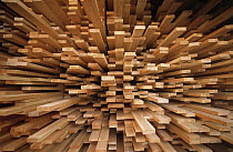Milled wood planks in a stack, Europe