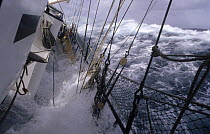 Boat rocked by rough seas of the Southern Ocean, Drake Passage, Antarctica