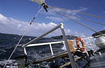 Sailboat cutting through the Atlantic Ocean