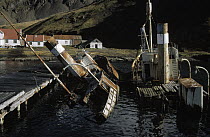 Sunken whaling ship at abandoned whale station, Grytviken, South Georgia