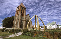 Arch from jawbones of four right whales, Christ Church Cathedral, Stanley, East Falkland Island, Falkland Islands