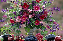 Bouquet of wildflowers with fruits and vegetables