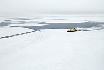 Russian icebreaker Kapitan Khlebnikov moving through ice, Antarctica