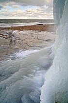 Icy cliffs and shoreline, Bay of Fundy, Nova Scotia, Canada
