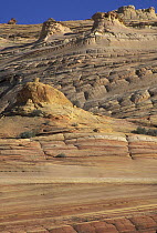 Colorful sandstone patterns of petrified sand dunes and ridges created by erosion, near Paria River, Vermilion Cliffs National Monument, Colorado Plateau, Utah