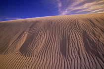 Gypsum sand dunes in the morning light, patterns and ridges caused by wind, White Sands National Park, New Mexico