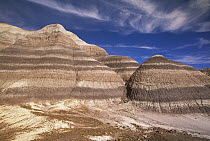 Blue Mesa formation, erosion showing colorful bands tinted by metals and minerals, Petrified Forest National Park, Arizona