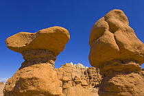 Sandstone hoodoos and other dramatic formations, autumn morning, Goblin Valley State Park, Utah