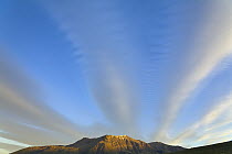 Morning lenticular clouds above Andes, Los Glaciares National Park, Patagonia, Argentina