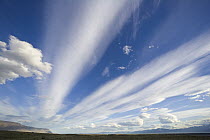 Lenticular and cumulus clouds, Andes, Los Glaciares National Park, Patagonia, Argentina