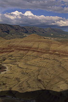 Painted Hills showing sedimentary layers, John Day Fossil Beds National Monument, Oregon