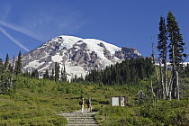 Tourists and Mount Rainier, Mount Rainier National Park, Washington