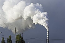 Steam released from factory chimney, Washington