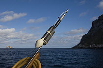 Satellite tag for tagging sharks, Wolf Island, Galapagos Islands, Ecuador