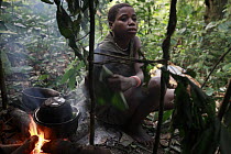 Baka boy in a forest hunting camp, Cameroon
