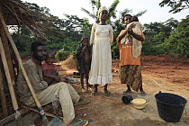 Baka family in village, Cameroon