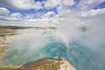 Excelsior Geyser Crater steaming, Yellowstone National Park, Wyoming