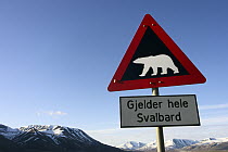 Polar bear warning sign, Svalbard, Norway