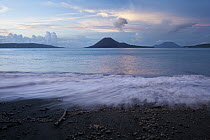 Anak Krakatau on the horizon in May 2009, Ujung Kulon National Park, Sunda Strait, Indonesia