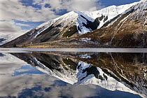Reflection in Lake Pearson, Castle Hill Basin, Canterbury, New Zealand