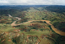 Betsiboka River laden with silt from erosion caused by deforestation, Madagascar