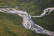 Braided river showing floodplain, channel bars and channels, Katmai, Alaska