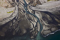 Braided river delta showing floodplain, channel bars and channels, Katmai, Alaska