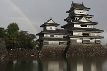 Matsumoto Castle with rainbow, Nagano Prefecture, Honshu, Japan