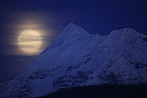 Mount Jackson and full moon, Glacier National Park, Montana
